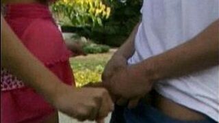 Nasty brunette squirting outdoor sex porn video